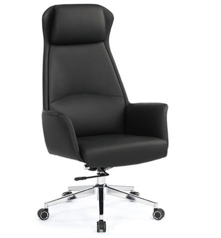 A1649-1 貝洛娜辦公椅 高背 黑色 皮 扶手高67~73公分