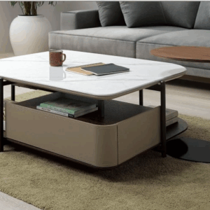 A248-02黛米拉石面馬鞍皮大茶几