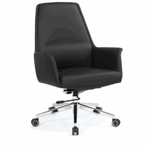A1649-2 貝洛娜辦公椅 低背 黑色 皮 扶手高65.5~71.5 cm
