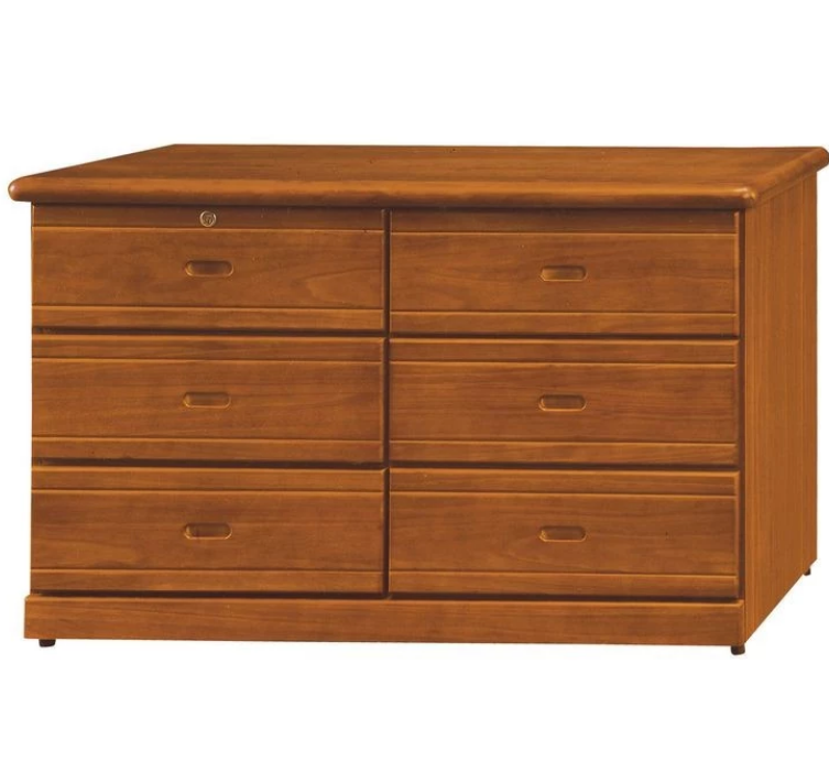 E216-1 樟木色六斗櫃 側板木心板