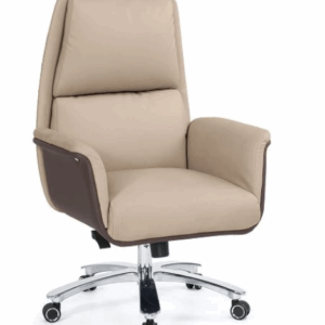 A1652-2 珍妮辦公椅 低背 米白色 皮 扶手高65.5~71.5公分