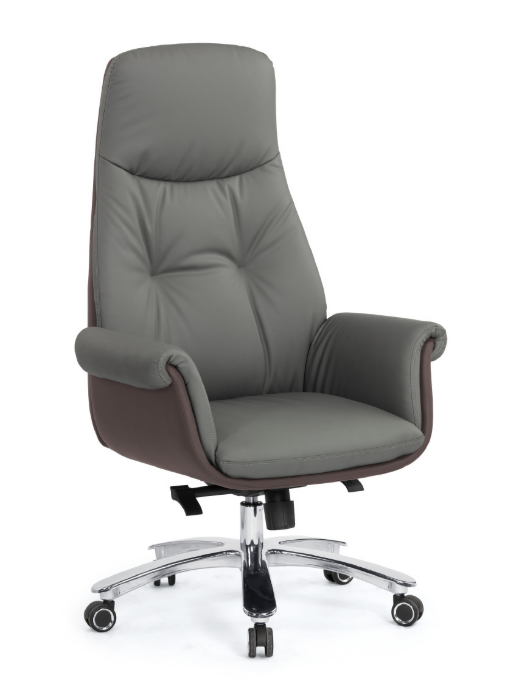 A1653-1艾達辦公椅 高背 灰色 皮   扶手高66~72公分