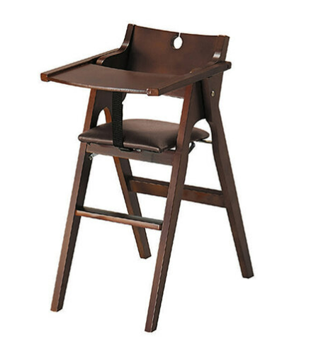D856-10 222型歐式折和寶寶椅 柚木 乳膠皮咖啡色