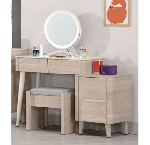 A1159-3 丹尼爾2.7尺岩板伸縮化妝台 全組 含椅 可左右擺放、桌面12mm岩板、