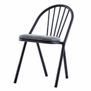 D858-Z082 黑鐵腳皮面餐椅