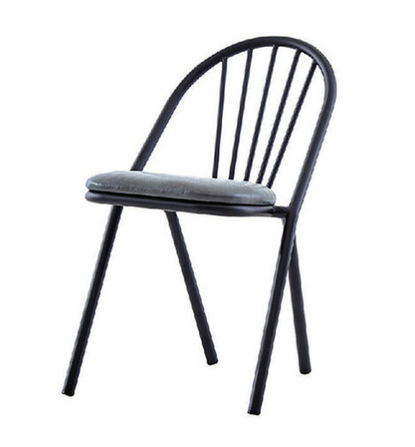 D858-Z082 黑鐵腳皮面餐椅