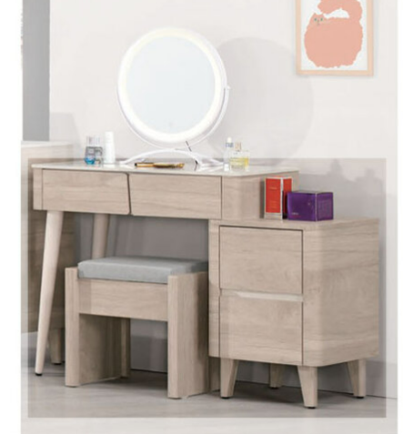 A1159-4 丹尼爾2.7尺岩板伸縮化妝台下座 含椅 可左右擺放、 桌面12mm岩板