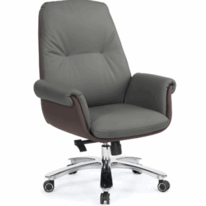 A1653-2艾達辦公椅 低背 灰色 皮  扶手高66~72公分