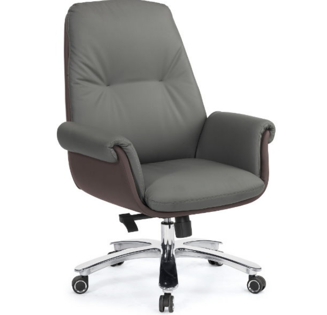 A1653-2艾達辦公椅 低背 灰色 皮  扶手高66~72公分