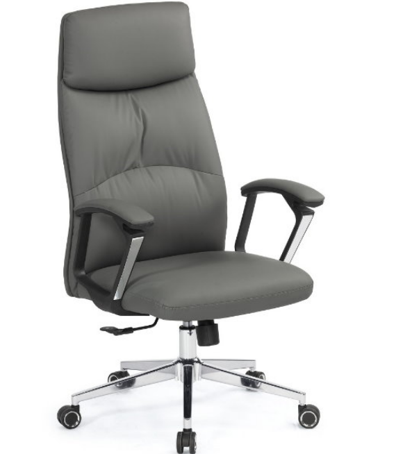 A1655-1夏洛蒂辦公椅 高背 灰色 皮   扶手高69~75公分