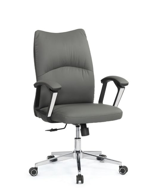 A1655-2 夏洛蒂辦公椅 低背 灰色 皮 扶手高67.5~73.5 cm