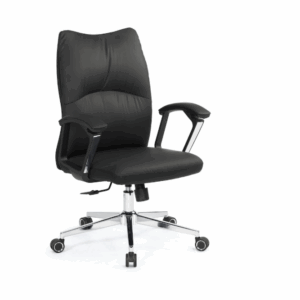 A1656-2 夏洛蒂辦公椅 低背 黑色 皮 扶手高67.5~73.5 cm