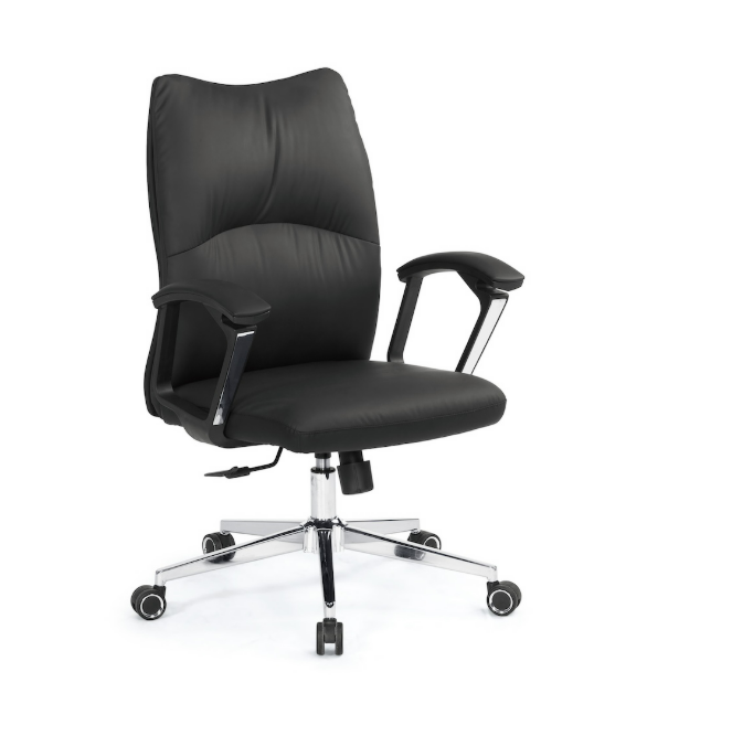 A1656-2 夏洛蒂辦公椅 低背 黑色 皮 扶手高67.5~73.5 cm