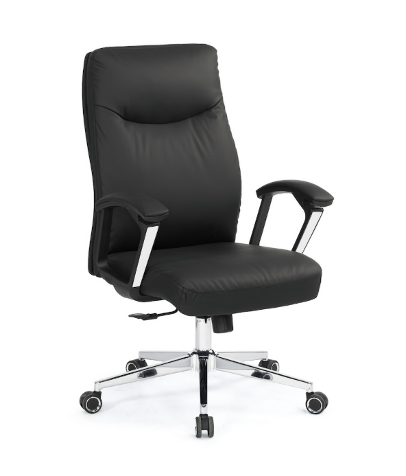 A1657-2 貝思辦公椅 低背 黑色 皮 (扶手高68.5~74.5 cm)