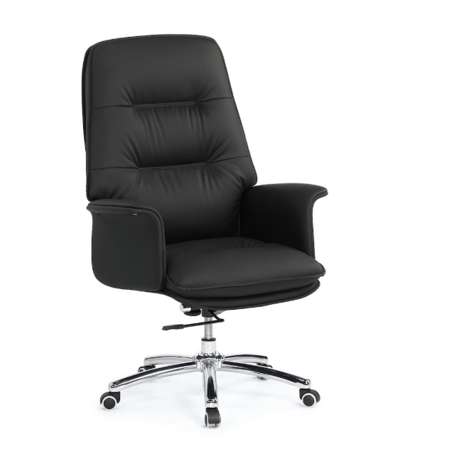 A1658-1 格麗納辦公椅 黑色 皮 (扶手高65~71 cm)