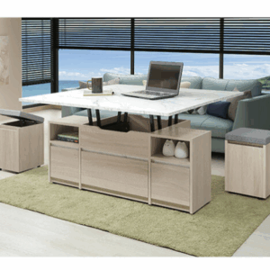 A293-02萊米克4尺仿石面升降茶几 含２張收納椅、