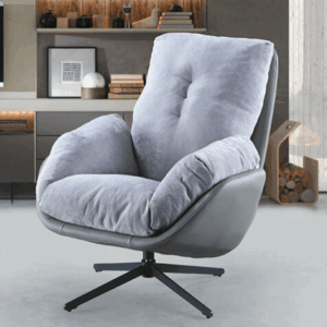 C730-4 2312休閒椅 前灰布+後灰皮、可360度旋轉