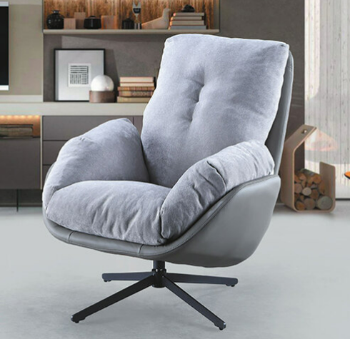 C730-4 2312休閒椅 前灰布+後灰皮、可360度旋轉