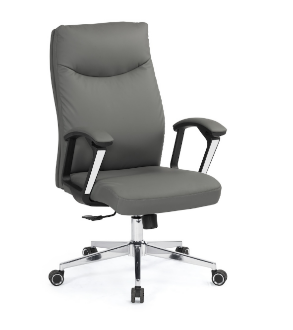 A1660-貝思辦公椅 低背 灰色 皮    (扶手高68.5~74.5 cm)