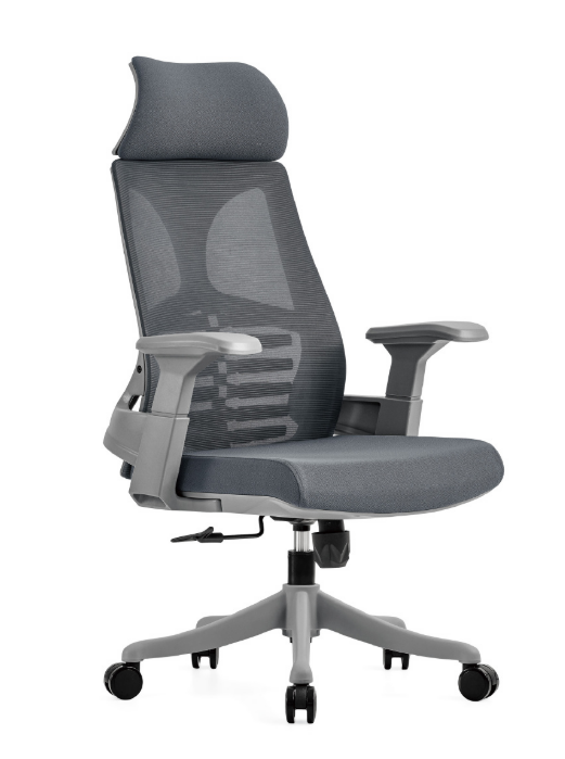 A1665-4 納森網椅 高背 灰色 布 扶手高66~76公分