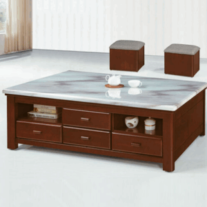 E243-3 168胡桃實木大茶几 雲山水石面