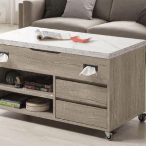 535-3艾倫3.3尺多功能升降茶几 (附2張貓抓皮收納型腳椅)(可移動煞車輪x4顆) (腳椅尺寸：寬47x深20x高28cm)