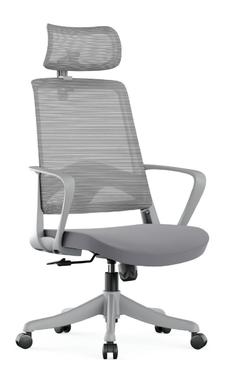 A1672-1 德魯網椅 高背 灰色 布 扶手高62~72公分