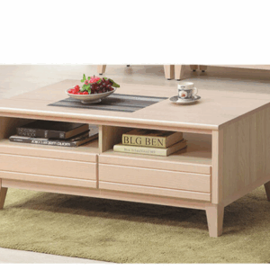 E245-1 米樂實木洗白4尺茶几 單面抽屜 共二抽