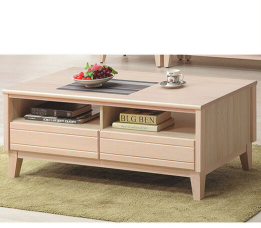 E245-1 米樂實木洗白4尺茶几 單面抽屜 共二抽