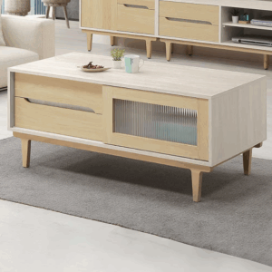 545-3帕特4尺四抽兩門木面大茶几 (推門內無隔板)