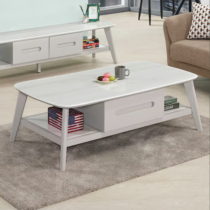 548-4 爾德4.3尺二抽科技石大茶几 (兩面單抽皆可開)