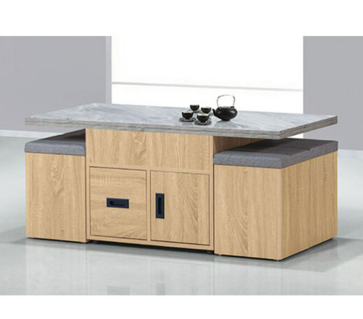 E253-2 原橡多功能升降石面茶几 整組含4椅、