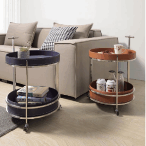 A329-08鄧恩馬鞍皮推車小茶几(橘)