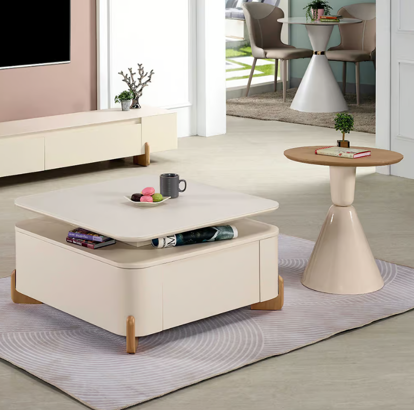 558-3東煌二抽玻璃組合茶几 全組 (方几兩面單抽皆可開.恕不拆賣)