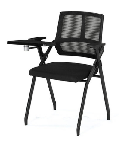A1682-1 荷普培訓椅-黑色-布-附寫字板 扶手高69公分 坐高46.5公分