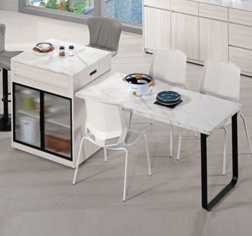 A1683-1克萊格5尺仿石面中島型多功能餐桌櫃 A型   附活動隔板1片、附插座