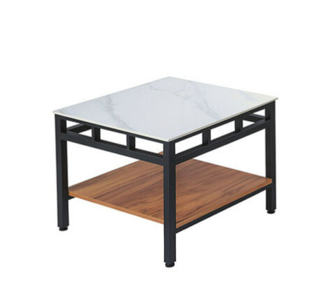 E258-3 ST801岩板石面小茶几 烤黑砂