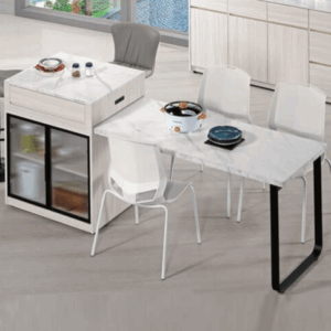 A1683-2 克萊格4尺仿石面中島型多功能餐桌櫃(A型) ⊙附活動隔板1片、 ⊙附插座、