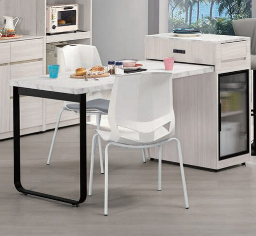 A1684-1 克萊格5尺仿石面中島型多功能餐桌櫃 B型附活動隔板1片、 ⊙附插座