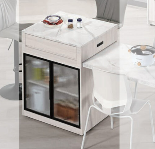 A1683-3 克萊格2.5尺仿石面鋁門中島櫃 附活動隔板1片、 ⊙附插座