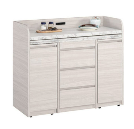 A1688-1 克萊格3.5尺仿石面活動式餐櫃 ⊙附活動隔板2片、 ⊙附插座