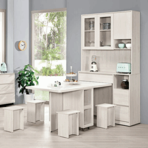 A1689-1 華爾斯4尺仿石面多功能組合餐桌全組 ⊙附輔助椅4張、 ⊙附活動隔板2片