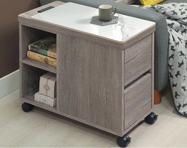 E261-6 灰橡岩板活動沙發邊櫃