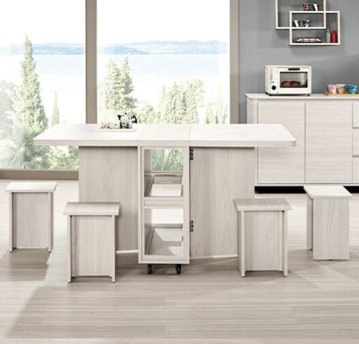 A1689-4 華爾斯仿石面多功能折合桌 附輔助椅4張