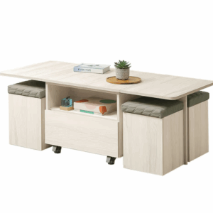 598-2潔妮詩拉合大茶几 含腳椅*4 (兩面單抽皆可開)