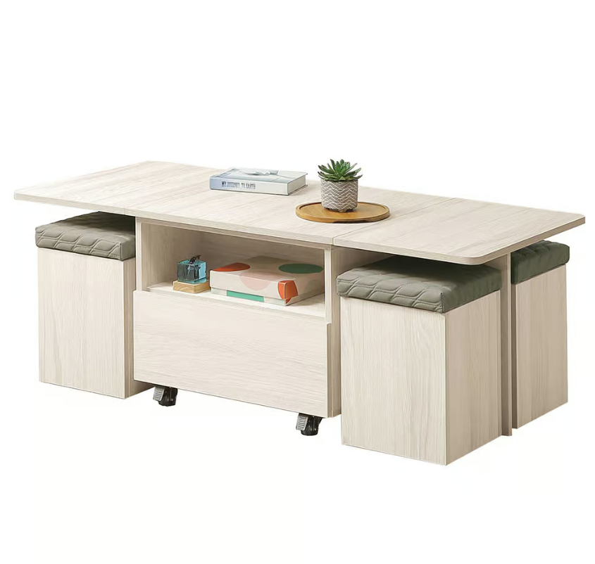 598-2潔妮詩拉合大茶几 含腳椅*4 (兩面單抽皆可開)