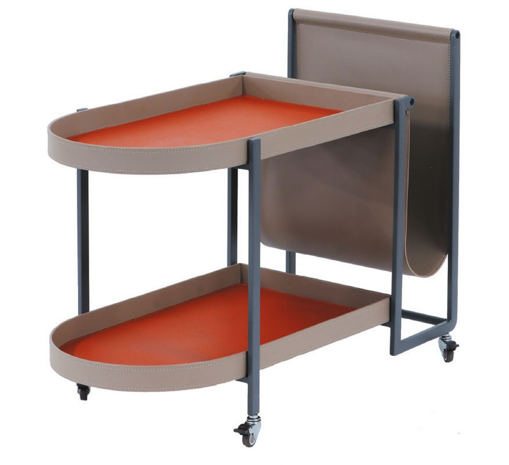 C277-8 029推車邊几 面桔色