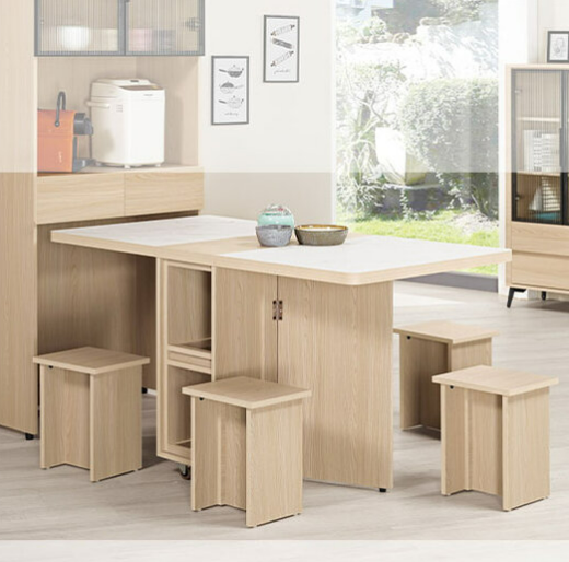 A1701-3 艾維斯仿石面多功能折合桌 附輔助椅4張