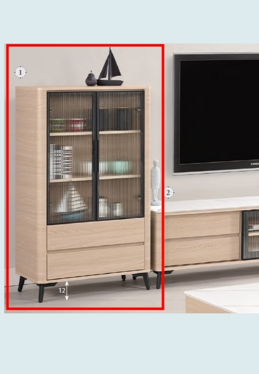 A1480-2 艾維斯2.5尺鋁門展示櫃 附活動隔板2片