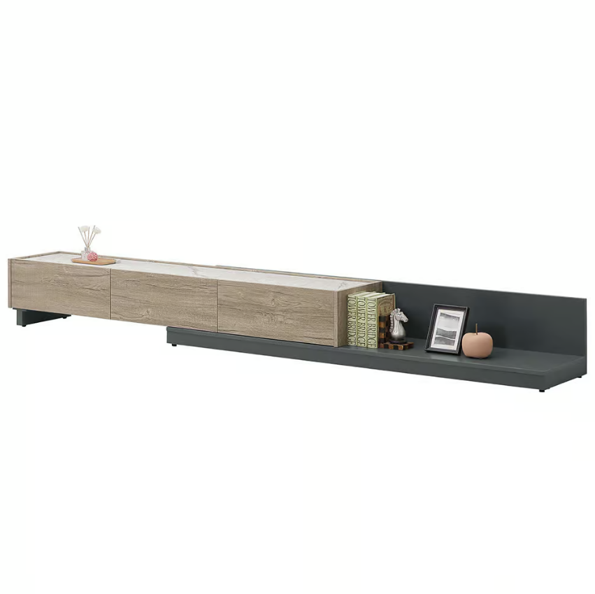 618-3艾倫6尺伸縮電視櫃 (不分左右方向桌面採用仿大理石紋美耐皿)